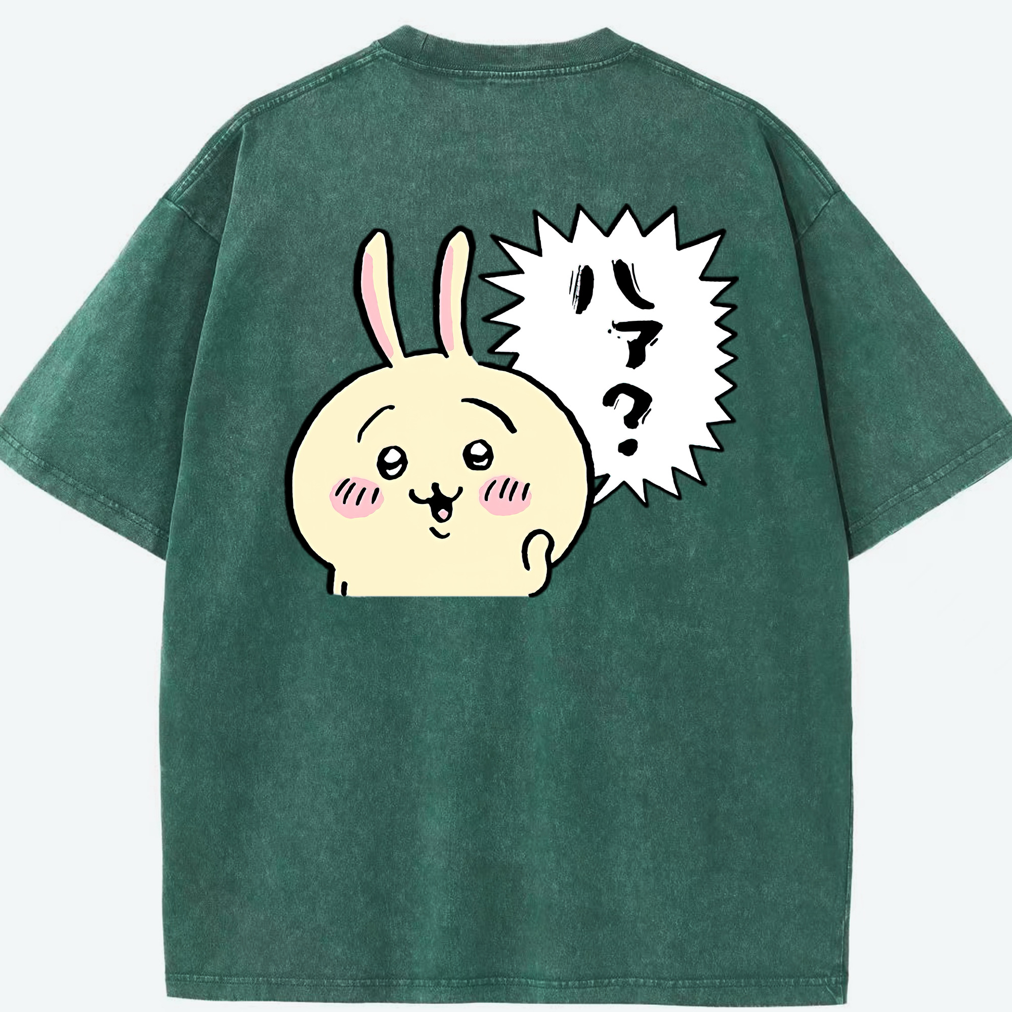 （画像用） ちいかわ うさぎ Chii-kawa usagi 綿100% ヴィンテージ風 半袖Tシャツ（背面プリント）